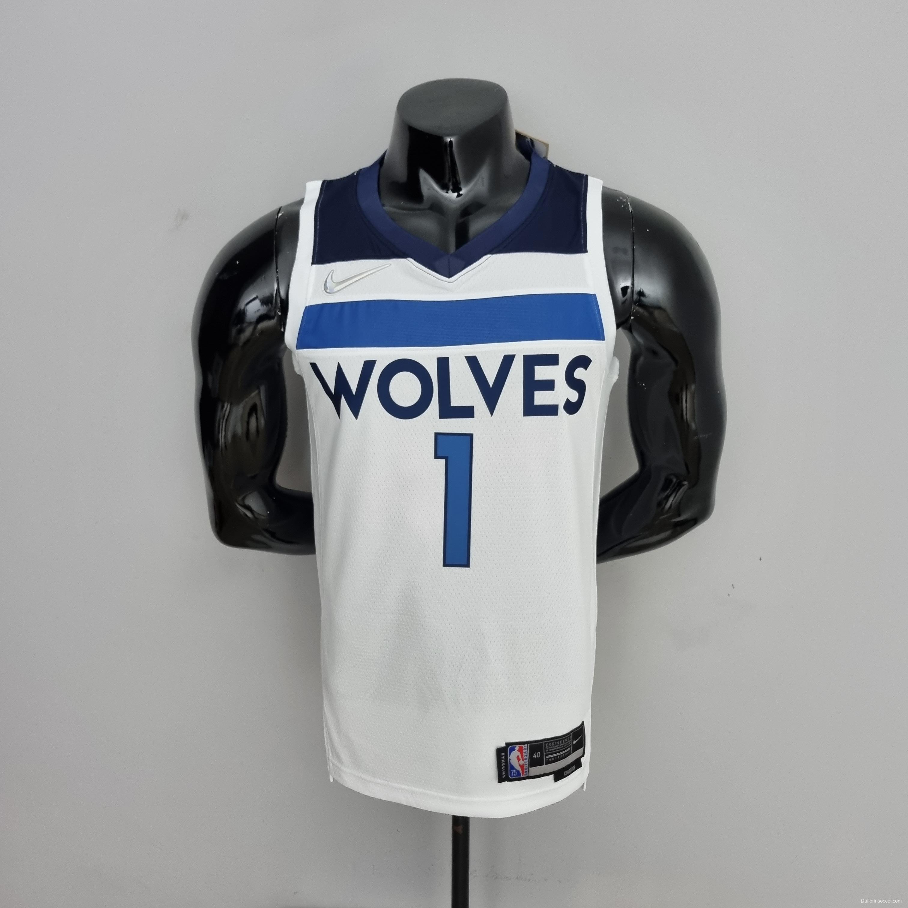 75th Anniversary Minnesota Timberwolves Edwards #1 White NBA Jersey
