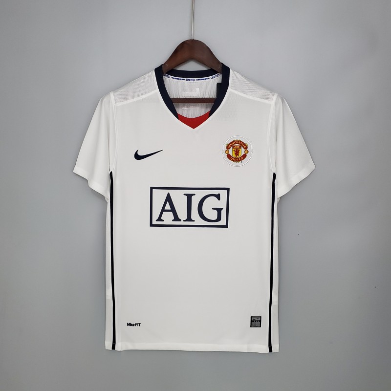 Retro Manchester United 08/09 League Edition away White Soccer Jersey