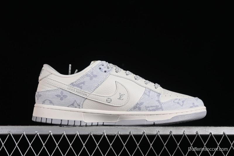 Nike SB Dunk Low LV Collaboration - Tie-Dye Denim Glow in the Dark Anniversary Custom Low-Top Casual Sneakers - FC1688-192