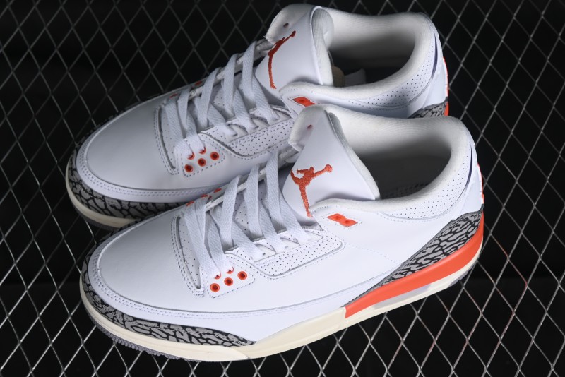 Nike Air Jordan 3 Retro Sneakers in White and Peach Orange - CK9246-121