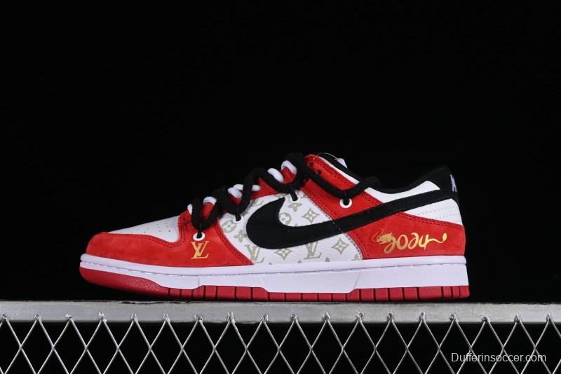 Nike SB Dunk Low Year of the Dragon Limited Edition - Black Swoosh Red Luck High-End Custom Low-Top Casual Sneakers - SJ2068-231