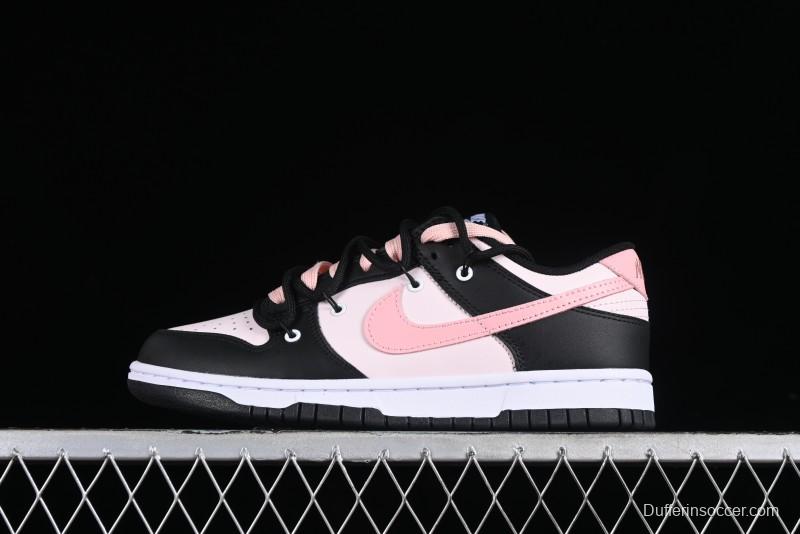 Nike Dunk Low Custom Deconstructed Strap Casual Sneakers in Black Pink - CW1590-100