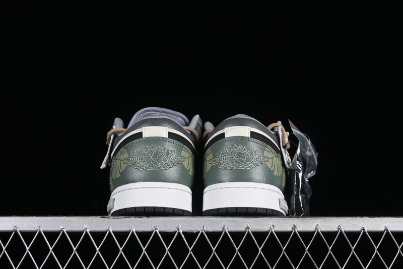 Nike Air Jordan 1 Low Customized Panda Mischief Jungle Adventure Casual Sneakers - 553558-040