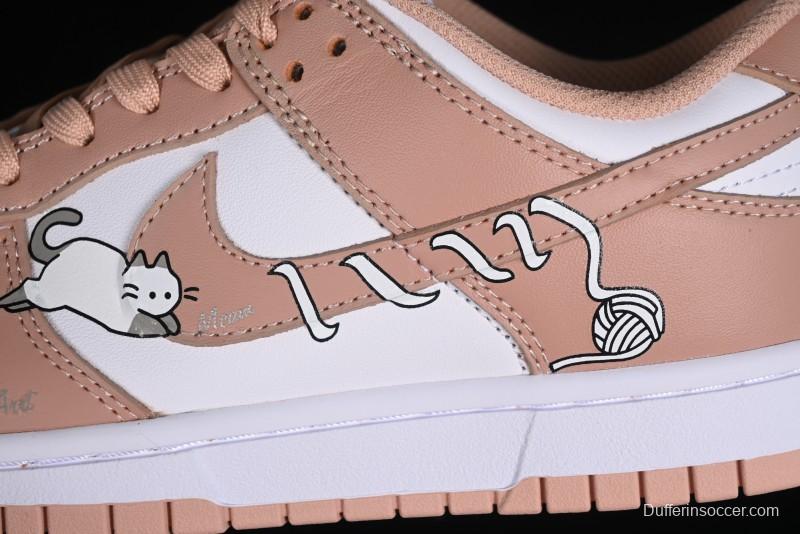 Nike Dunk Low SB Casual Sneakers with Knit Cat and Rose Pink Design - DD1503-118