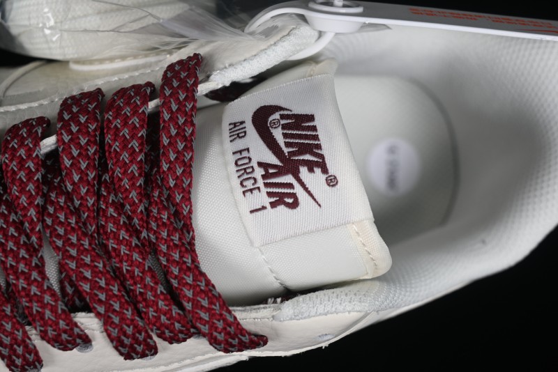 Nike Air Force 1 '07 Low "NIKE" Triple Swoosh Series White Wine Red Classic Casual Sneakers - TV2306-258