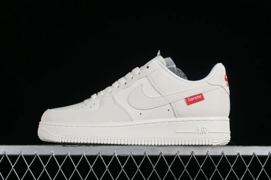 Supreme x Nike Air Force 1'07 Low Off-White Casual Skate Shoes with Zoom Air Cushion - HD1968-007