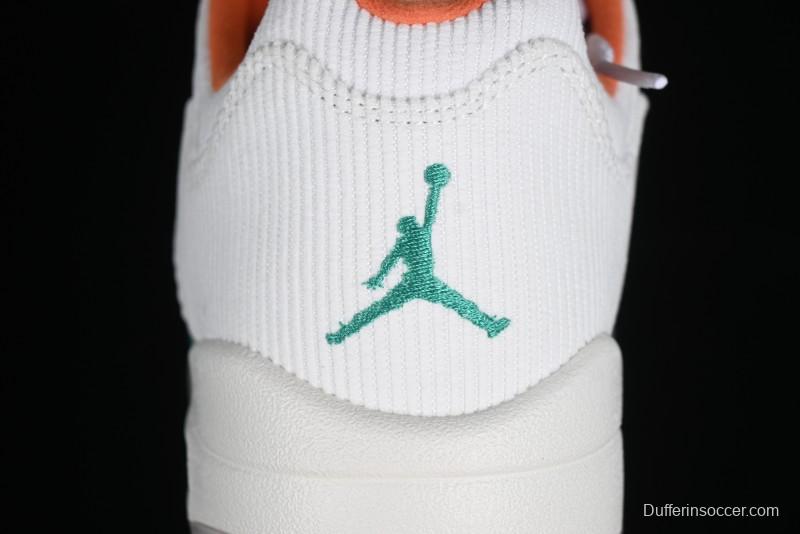Nike Air Jordan 5 Low Retro Sneakers in White Orange Green Corduroy - CW4204-100