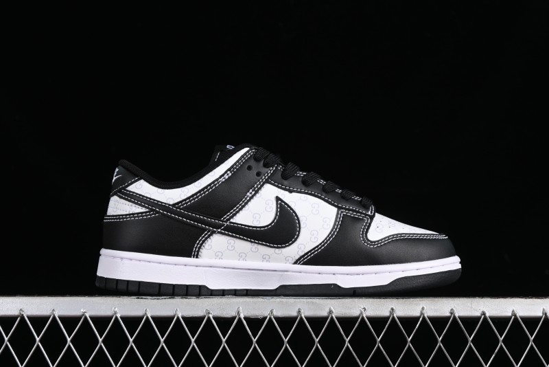 Nike SB Dunk Low Gucci Collaboration - Double G Embroidery Black Swoosh Anniversary Custom Low-Top Casual Skate Shoes - SF1588-136