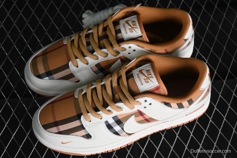 Nike SB Dunk Low Supreme Collaboration - Plaid Colorway SB Low Top Casual Skateboarding Shoes - SU1853-513