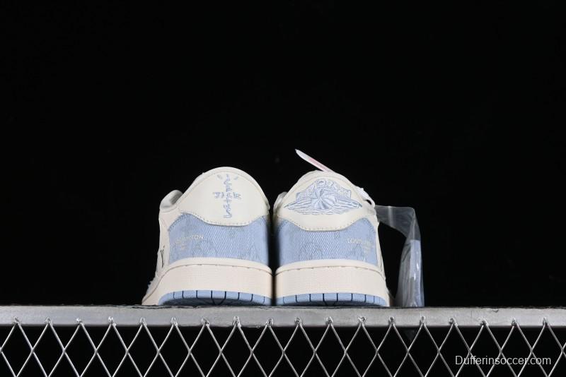 Nike Travis Scott x Fragment Design x Jordan Air Jordan 1 Low OG SP AJ1 LV Peacock Blue Low-top Casual Sneakers - LJ5188-003