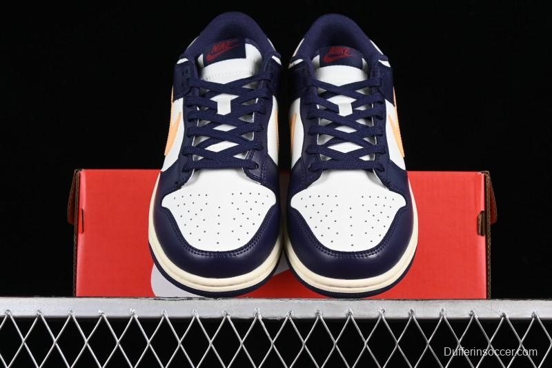 Nike Dunk Low Retro SB Skateboarding Shoes in Navy Blue with Purple Gold White Colorway - FV8106-181
