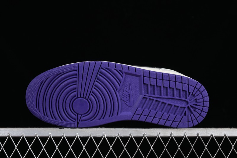 Nike Air Jordan 1 Low SE Casual Sneakers in Black White with Metallic Purple Accents - HF5759-101