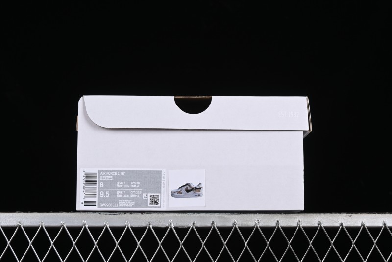 Nike Air Force 1 '07 Low Casual Sneakers with Anime-Inspired Hand-Painted Design, Broken Swoosh Shadow Effect, Brown/Black - CW2288-111