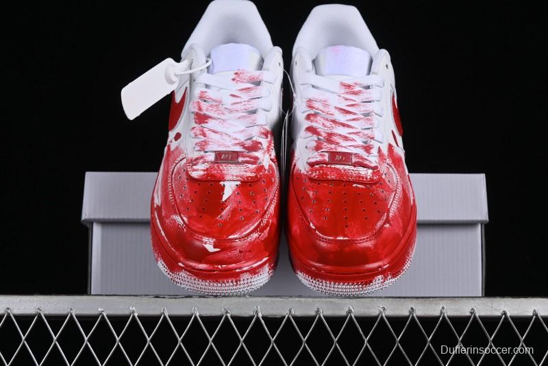 Nike Air Force 1 '07 Low Casual Sneakers with Anime Graffiti Style Crime Scene Design - 315122-211