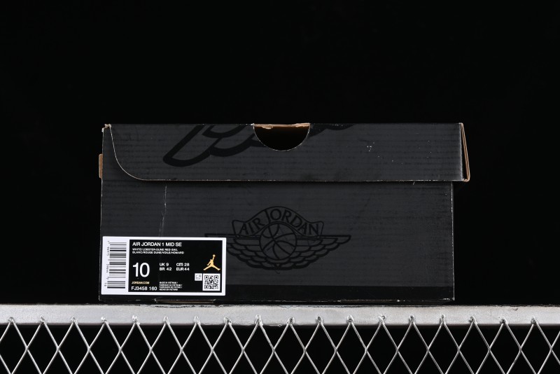 Nike Air Jordan 1 Mid Basketball Shoes in White/Orange/Red - FJ3458-160
