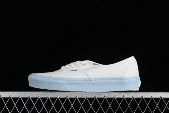Vans Authentic White Blue Canvas Skate Shoes - VN0009PVEAK