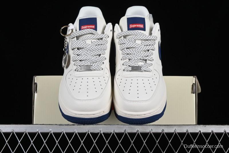 Supreme x Nike Air Force 1 '07 Low Collaboration Dark Blue Casual Sneakers - HD1968-025