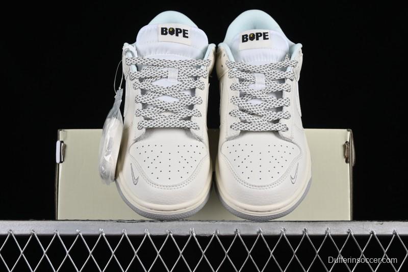 Nike SB Dunk Low "BAPE Collaboration - Arctic Fox" Anniversary High-End Custom Low-Top Casual Sneakers - XD6188-018