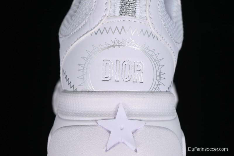 Dior Chrono Round Toe Lace-Up Lifestyle Casual Running Shoes - 10W WHITE