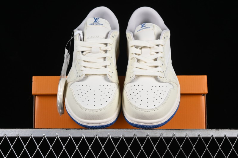 Nike Travis Scott x Fragment Design x Air Jordan 1 Low OG SP AJ1 LV Collaboration Light Blue Low-Top Casual Sneakers - LJ5188-007