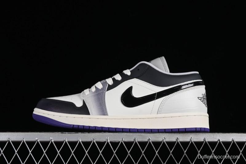 Nike Air Jordan 1 Low SE Casual Sneakers in Black White with Metallic Purple Accents - HF5759-101