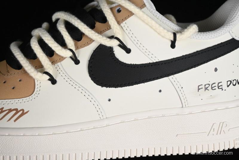 Nike Air Force 1 '07 Low Custom Cappuccino Anime-Themed Spray-Painted Casual Sneakers with Strap - ZH0316-019