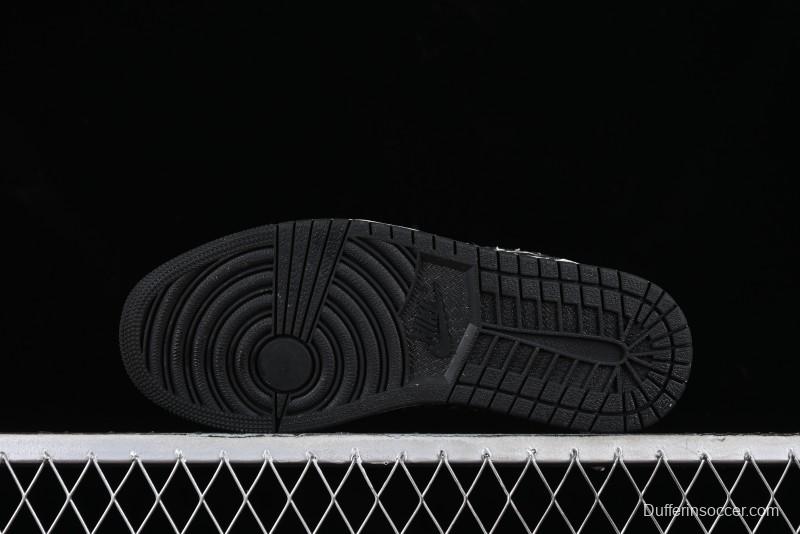 Nike Air Jordan 1 Low LV Collaboration - Black Denim Print Custom High-End Basketball Shoes - SJ9950-006