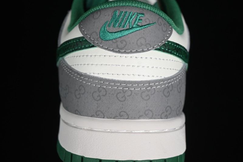 Nike SB Dunk Low Gucci Collaboration - Double G Grey Green Swoosh Anniversary Custom Low-Top Casual Skate Shoes - SF1588-134