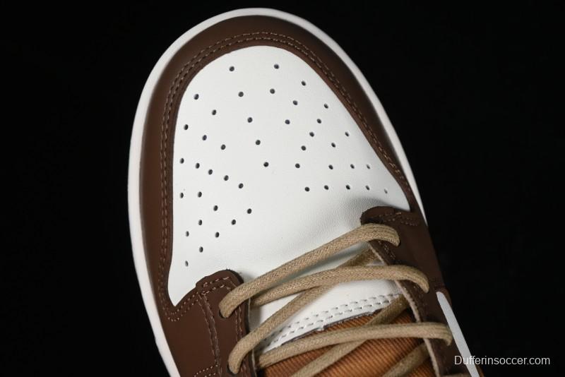 Nike Dunk Low SB White Brown Plaid Casual Skate Shoes - FV3653-191