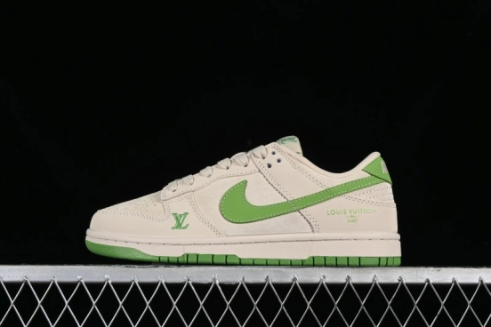 Nike SB Dunk Low LV Collaboration - Emerald City Anniversary High-End Custom Low-Top Casual Skate Shoes - XB3802-345