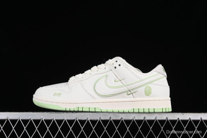 Nike SB Dunk Low Bape Collaboration - Apple Green Anniversary High-End Custom Low-Top Casual Skate Shoes - CF3688-010