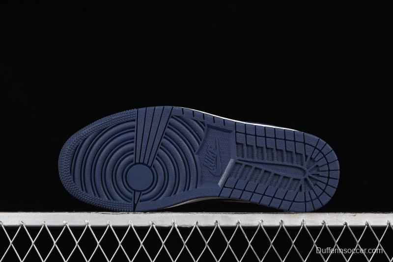 Nike Travis Scott x Fragment Design x Air Jordan 1 Low OG SP AJ1 Supreme Collaboration - White Navy Blue Low Top Casual Sneakers - XZ116