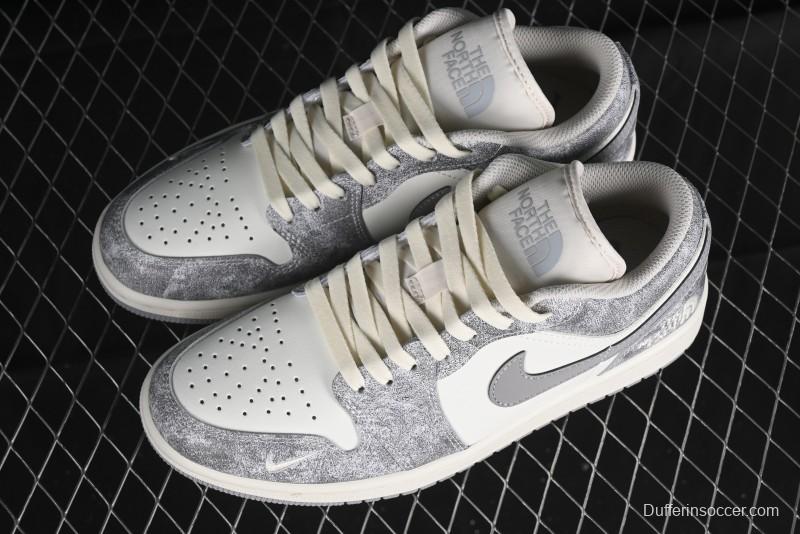 Nike Air Jordan 1 Low AJ1 The North Face Collaboration - Rock Gray High-End Custom Retro Basketball Shoes DC2024-023