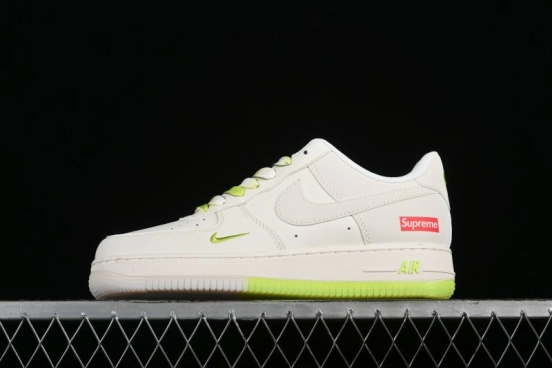 Nike Air Force 1 '07 Low Supreme Casual Sneakers in White-Fluorescent Green - BB7577-219