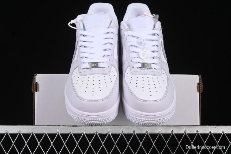 Nike Air Force 1 '07 Low Casual Sneakers with Anime-Inspired Light Gray Purple Spray Paint Design - DY8899-004