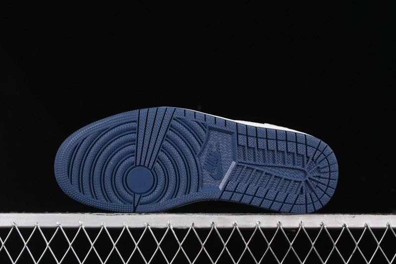 Nike Travis Scott x Fragment Design x Air Jordan 1 Low OG SP AJ1 Levi's Collaboration - White Blue Canvas Low Top Casual Sneakers - JH6088-605