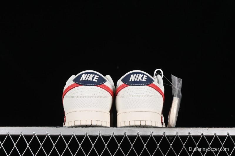 Nike SB Dunk Low Supreme Collaboration - White Dragon Scale Anniversary Custom Low-Top Casual Skate Shoes - BB8685-101