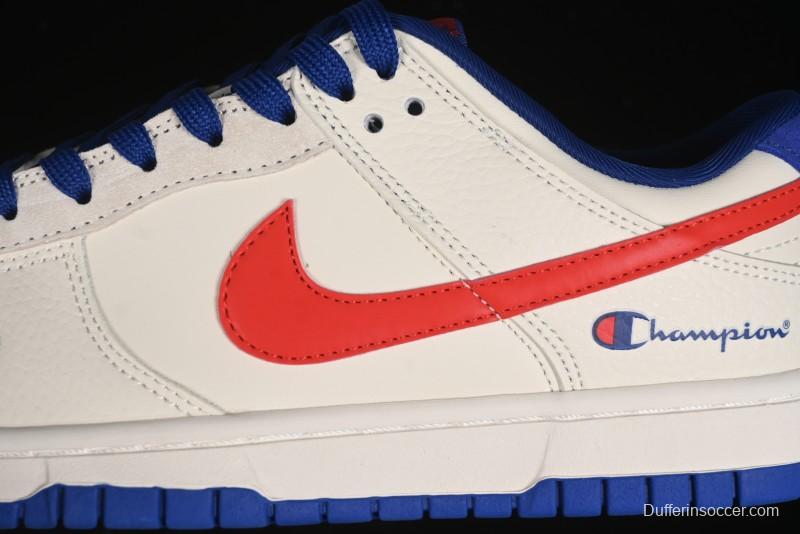 Nike SB Dunk Low Championship Collaboration - Off-White Red Swoosh Anniversary Custom Low-Top Casual Skate Shoes - KK1688-021