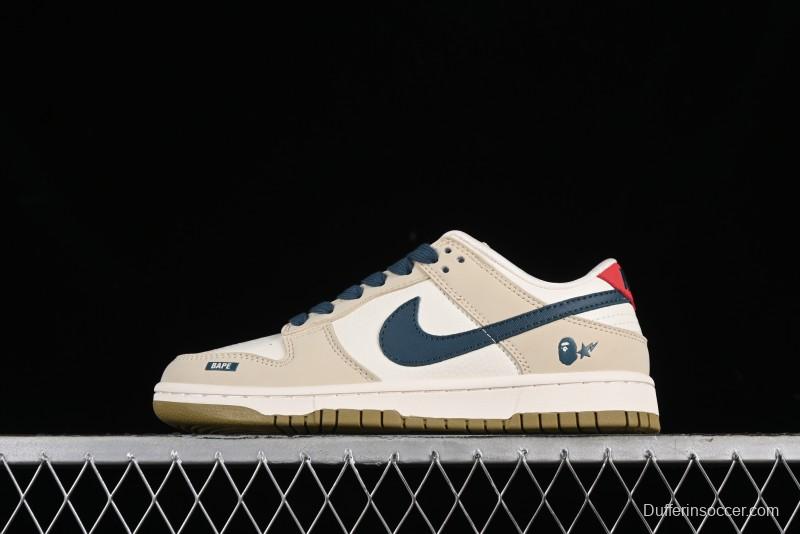 Nike SB Dunk Low Bape Collaboration - Beige Blue Anniversary Custom Low-Top Casual Sneakers CF3688-011