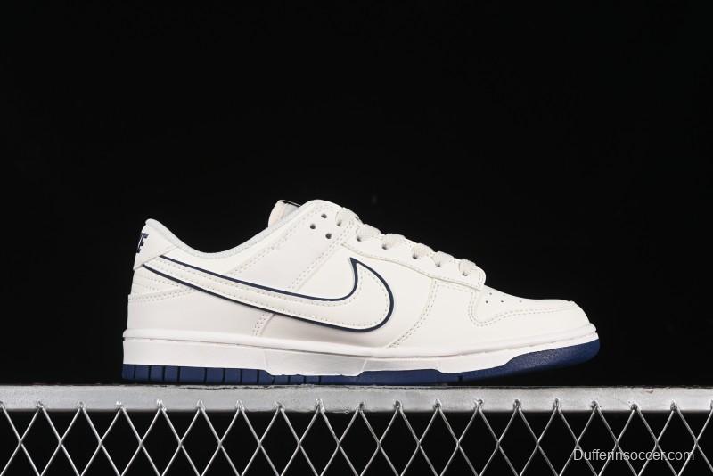 Nike SB Dunk Low Supreme Collaboration - Off White Navy Swoosh Anniversary Custom Low-Top Casual Skate Shoes - DJ2024-013