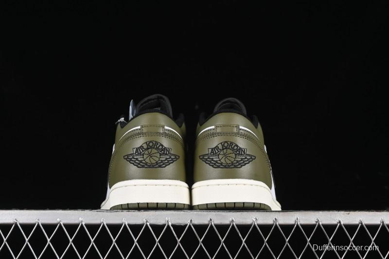Nike Air Jordan 1 Low "Medium Olive" Retro Casual Sneakers - 553558-092