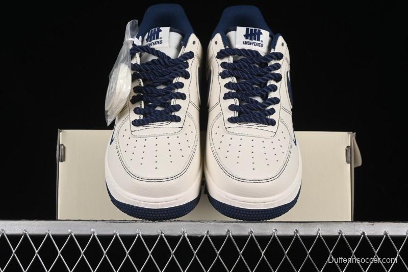 Nike Undefeated x Air Force 1 Low Casual Sneakers in Dark Blue Hemp with Reflective Details - UT2023-205