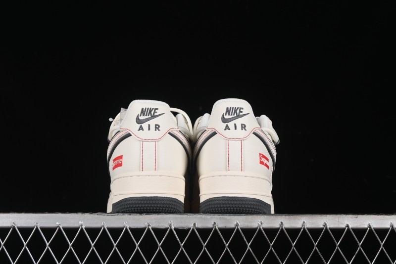 Nike Air Force 1 '07 Low Supreme Collaboration - Red Stitch Grey Sole Casual Sneakers - SJ1198-600