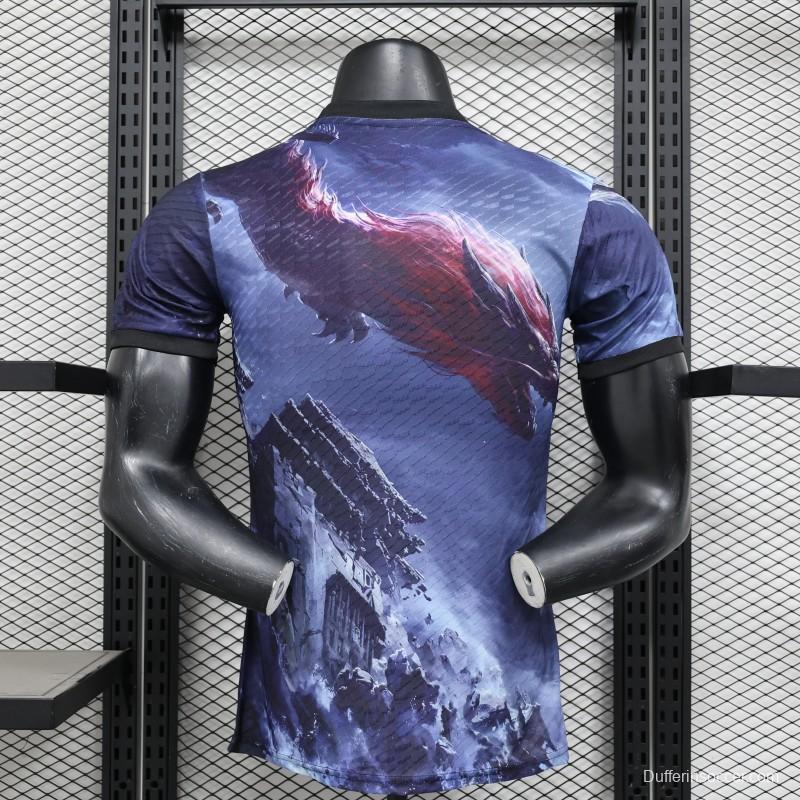 Player Version 2025 Japan NA ZHA Navy Blue with Dragon Jersey