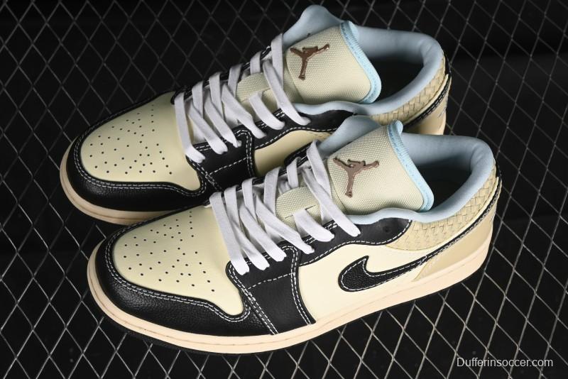 Nike Air Jordan 1 Low "Coconut Milk Black" Casual Basketball Shoes with Contrast Swoosh - HQ3437-101