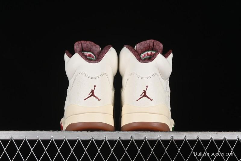 Nike Air Jordan 5 Retro "El Grito" Basketball Shoes with Mexican Flag Color Scheme - HF8833-100