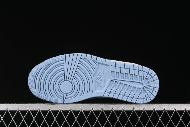 Nike Travis Scott x Fragment Design x Air Jordan 1 Low OG SP AJ1 Supreme Collaboration - White Blue Lettering Low Top Casual Sneakers - XY2688-116