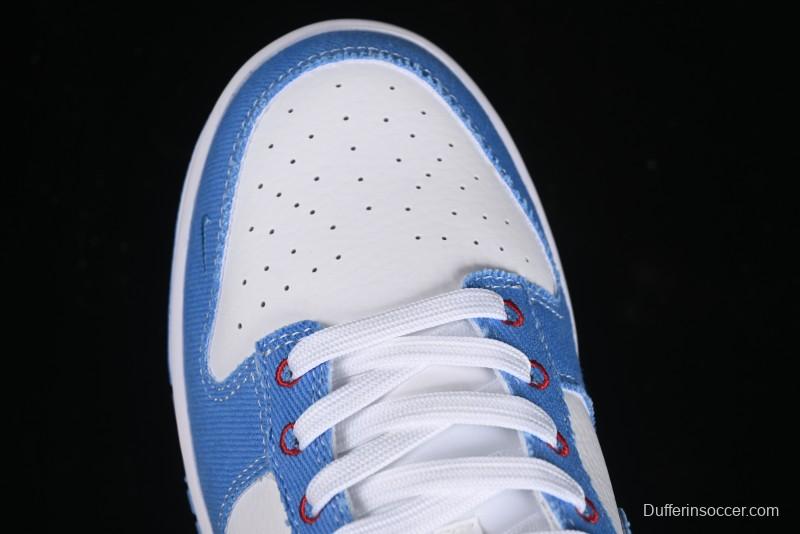 Nike SB Dunk Low Supreme Collaboration - Woven Blue Swoosh Anniversary Custom Low-Top Casual Skate Shoes - KK1888-015