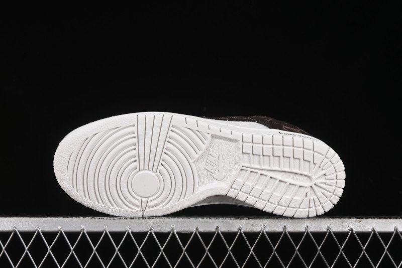 Nike SB Dunk Low LV Collaboration - Embossed White Brown Print Anniversary High-End Custom Low-Top Casual Sneakers - DQ1098-360
