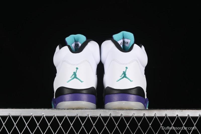 Nike Air Jordan 5 Retro Sneakers in White and Purple Grape Colorway - 136027-108